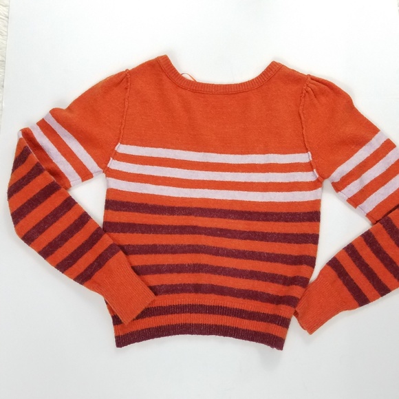 Free People Striped Complete Me Sweater M Orange - Picture 5 of 9